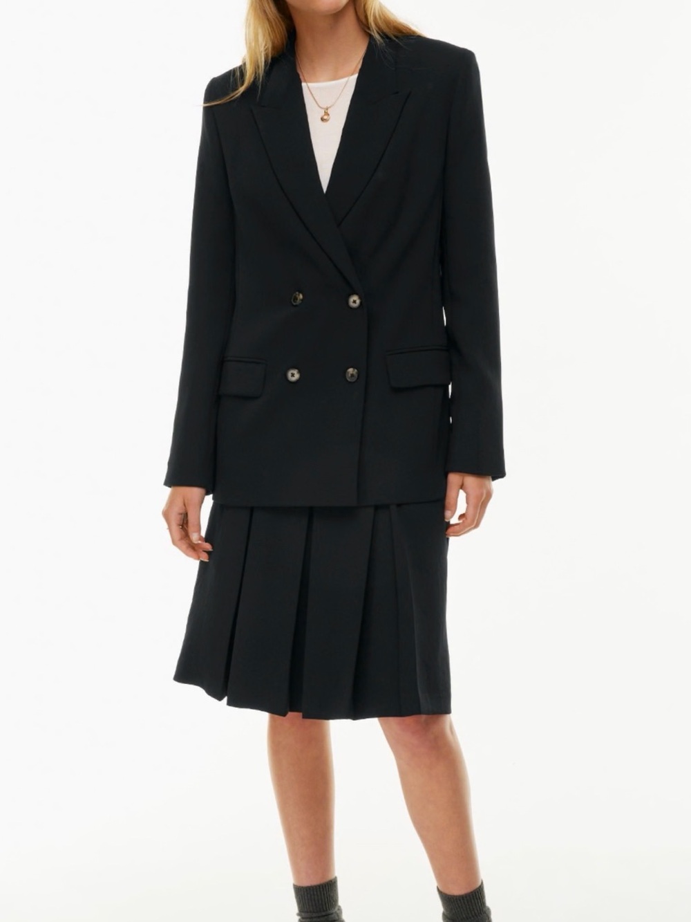 Aritzia Destiny Blazer in Black Crepette Size 14